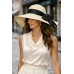 Straw Big Rim Hat w/ Bow - Ivory - HT-M223IV